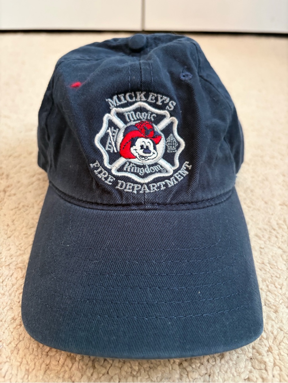 Vintage Disney Magic Kingdom Mickey Mouse Fire Department Hat Blue OSFM